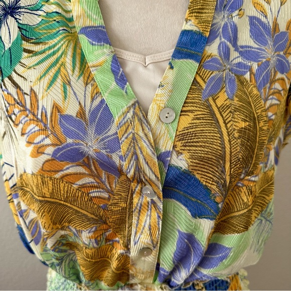 Figueroa & Flower Women's Multicolor Floral Midi Shirred Waist Dress NWT Size L - Picture 5 of 15